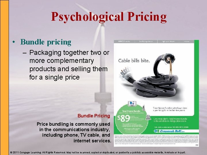 Psychological Pricing • Bundle pricing – Packaging together two or more complementary products and