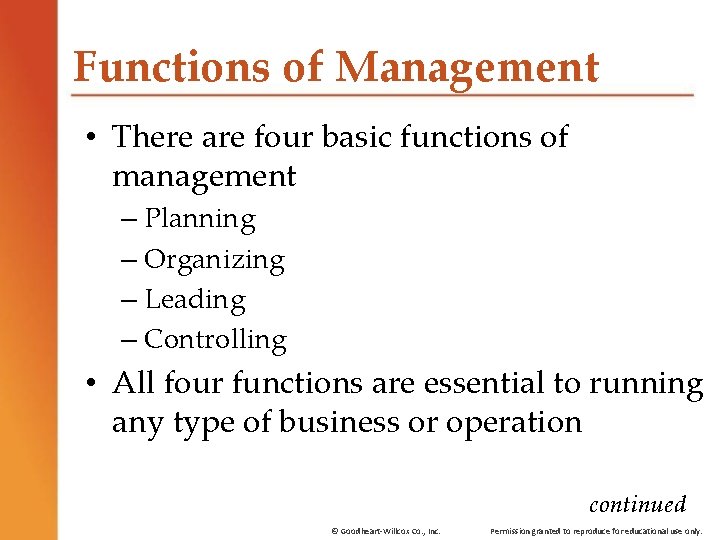Functions of Management • There are four basic functions of management – Planning – Functions of Management • There are four basic functions of management – Planning –