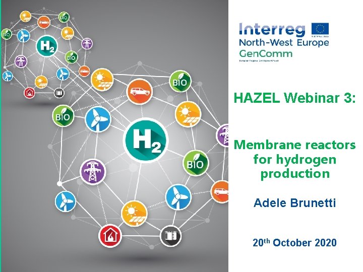 HAZEL Webinar 3: Place image in this area. Membrane reactors for hydrogen production Adele