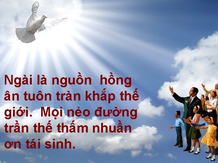 Ngài là nguồn hồng ân tuôn tràn khắp thế giới. Mọi nẻo đường trần