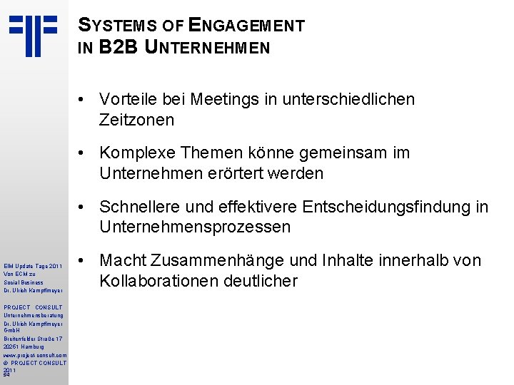 SYSTEMS OF ENGAGEMENT IN B 2 B UNTERNEHMEN • Vorteile bei Meetings in unterschiedlichen