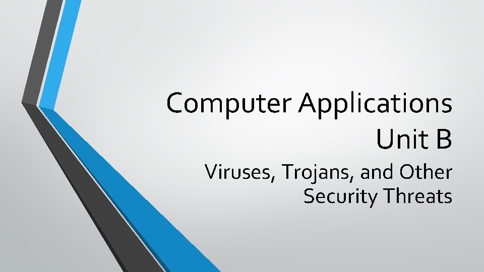 Computer Applications Unit B Viruses, Trojans, and Other Security Threats 