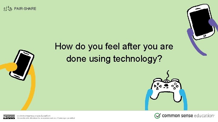 PAIR-SHARE How do you feel after you are done using technology? commonsense. org/education Shareable PAIR-SHARE How do you feel after you are done using technology? commonsense. org/education Shareable