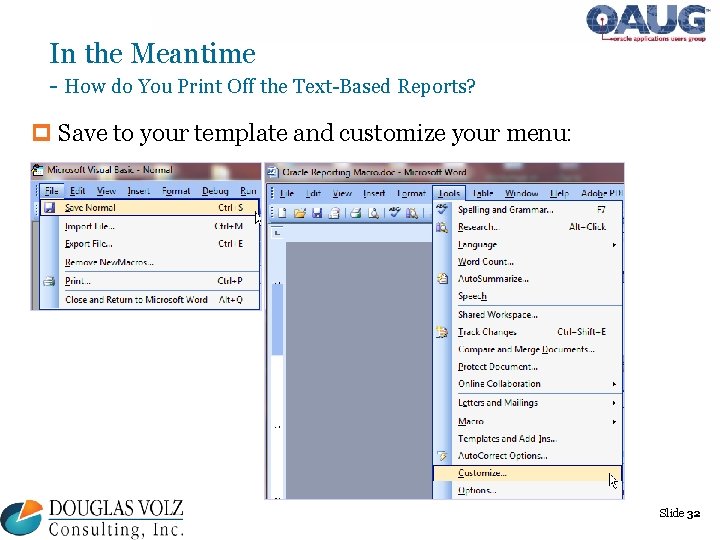 In the Meantime - How do You Print Off the Text-Based Reports? p Save