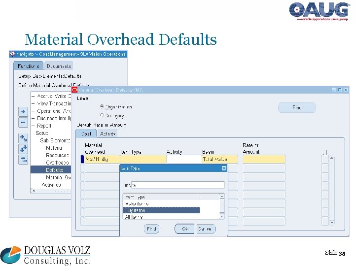 Material Overhead Defaults Slide 35 