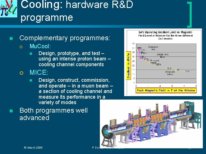 Cooling: hardware R&D programme n Complementary programmes: Mu. Cool: ¡ n ¡ MICE: n