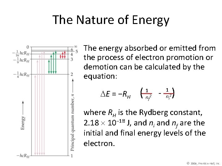 The Nature of Energy The energy absorbed or emitted from the process of electron