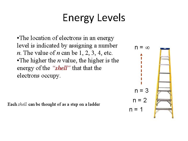 Energy Levels • The location of electrons in an energy level is indicated by