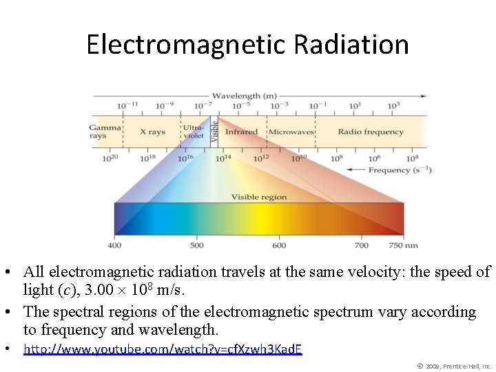 Electromagnetic Radiation • All electromagnetic radiation travels at the same velocity: the speed of