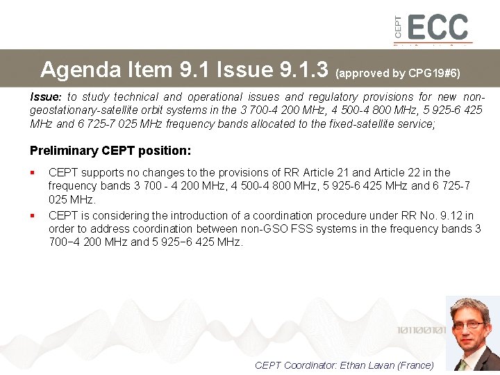 Agenda Item 9. 1 Issue 9. 1. 3 (approved by CPG 19#6) Issue: to