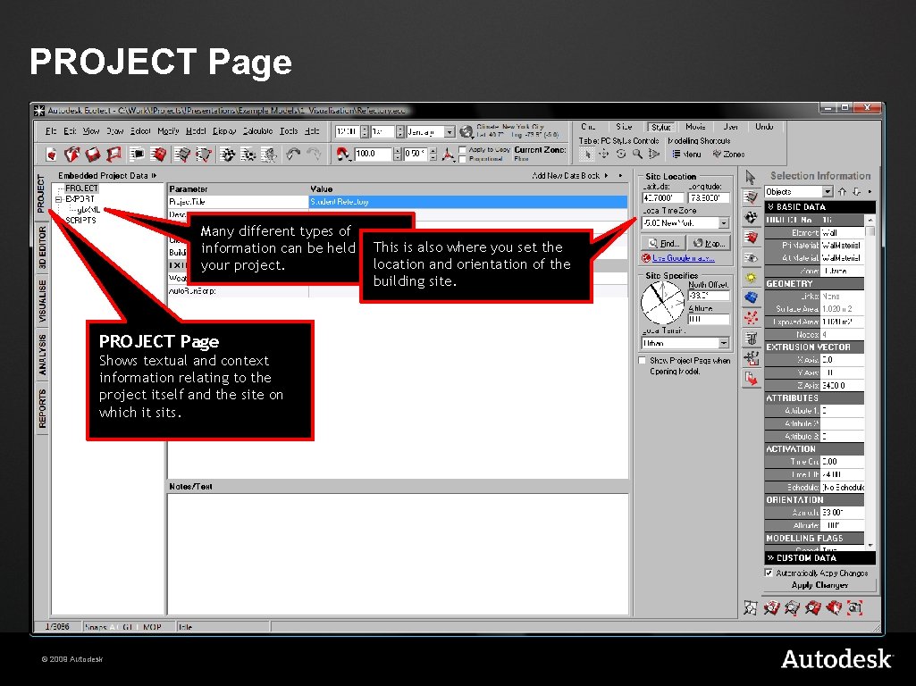PROJECT Page Many different types of This is also where you set the information