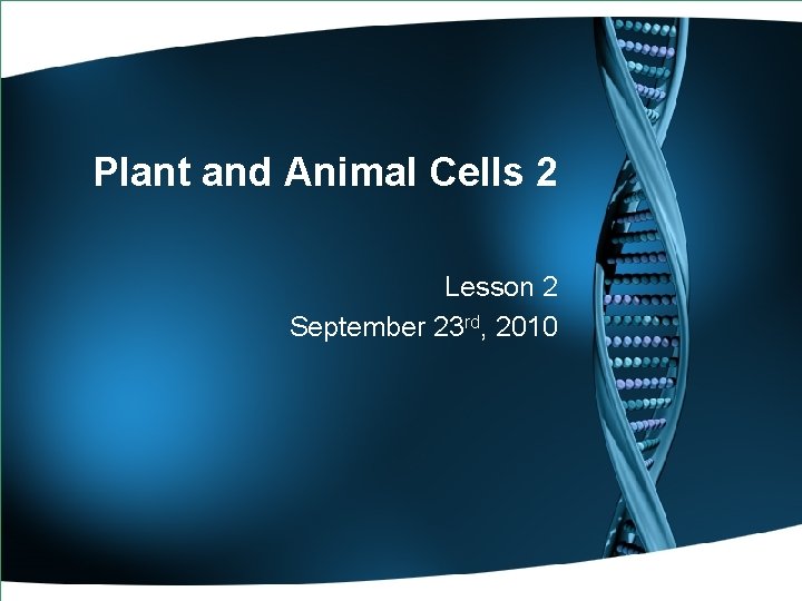 Plant and Animal Cells 2 Lesson 2 September 23 rd, 2010 