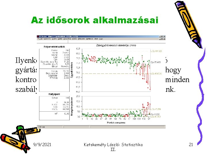 Az idősorok alkalmazásai Folyamatszabályozás Ilyenkor a vizsgált idősor egy most éppen zajló gyártási folyamat