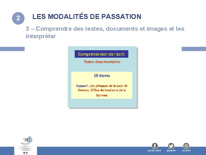 2 LES MODALITÉS DE PASSATION 3 – Comprendre des textes, documents et images et