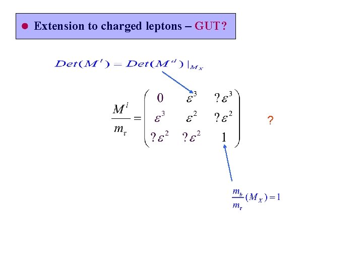 Extension to charged leptons – GUT? ? 