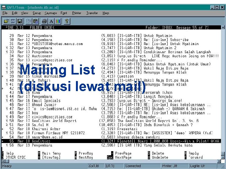 Mailing List (diskusi lewat mail) 