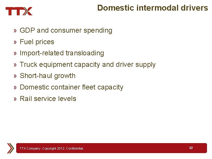 Domestic intermodal drivers » GDP and consumer spending » Fuel prices » Import-related transloading