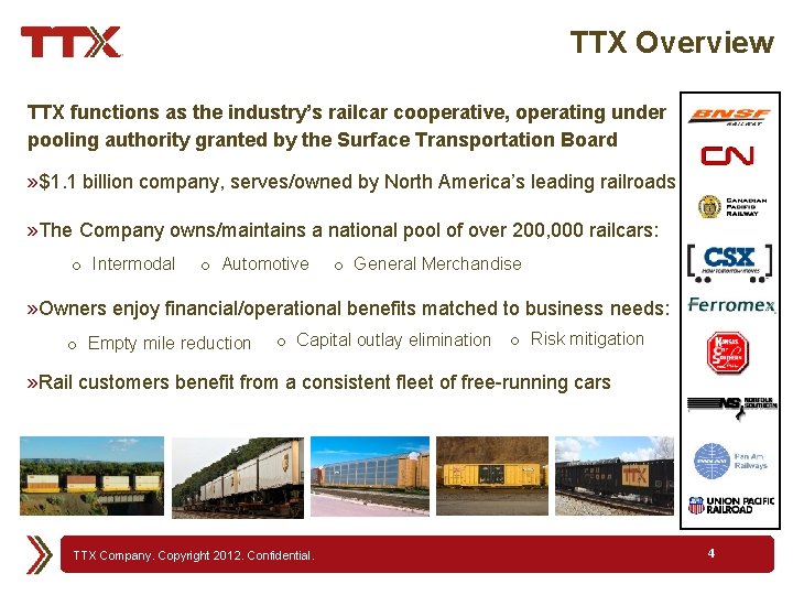 TTX Overview TTX functions as the industry’s railcar cooperative, operating under pooling authority granted