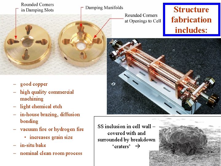 Structure fabrication includes: – good copper – high quality commercial machining – light chemical