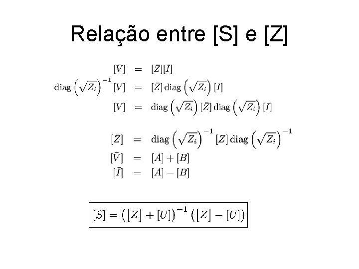 Relação entre [S] e [Z] 