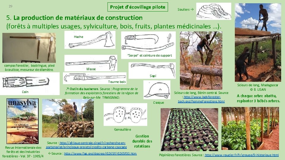 Projet d’écovillage pilote 29 Souliers 5. La production de matériaux de construction (forêts à