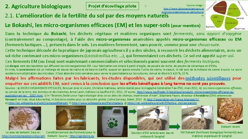 2. Agriculture biologiques Projet d’écovillage pilote 9 Source image : http: //www. lallemandplantcare. co