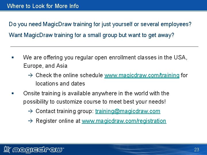Where to Look for More Info Do you need Magic. Draw training for just Where to Look for More Info Do you need Magic. Draw training for just