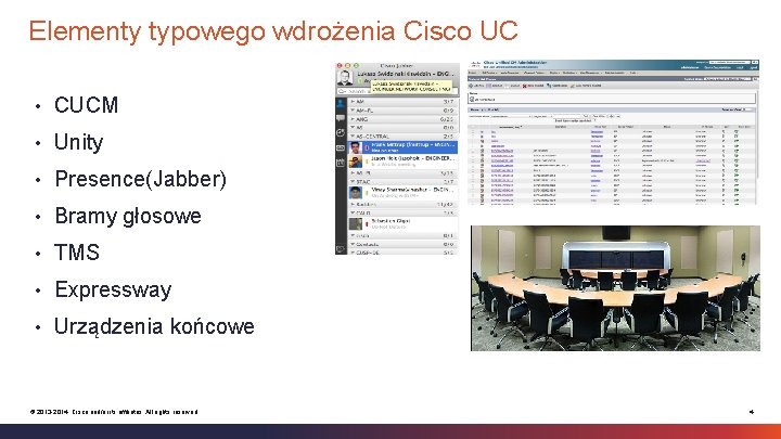 Elementy typowego wdrożenia Cisco UC • CUCM • Unity • Presence(Jabber) • Bramy głosowe