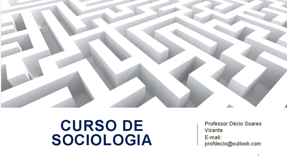 CURSO DE SOCIOLOGIA Professor Décio Soares Vicente E-mail: profdecio@outlook. com 1 