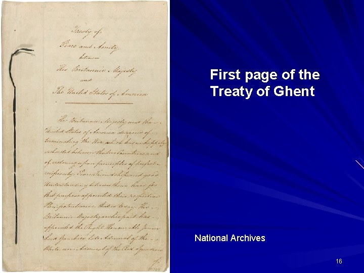 First page of the Treaty of Ghent National Archives 16 