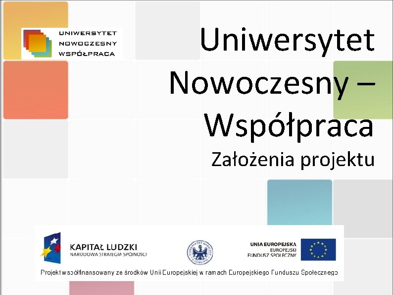 Uniwersytet Nowoczesny – Współpraca Założenia projektu 