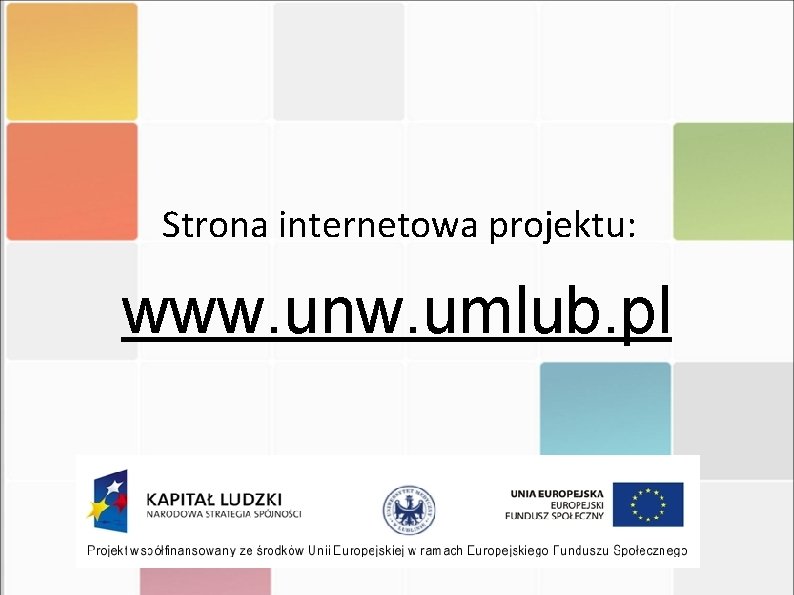 Strona internetowa projektu: www. unw. umlub. pl 