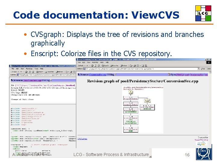 Code documentation: View. CVS • CVSgraph: Displays the tree of revisions and branches graphically