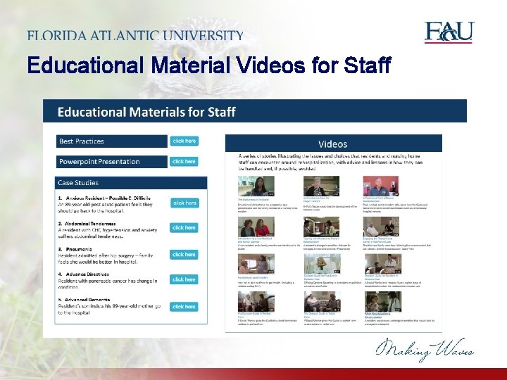 Educational Material Videos for Staff Educational Material Videos for Staff