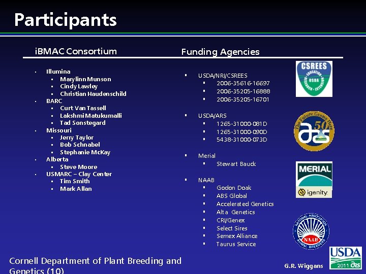 Participants i. BMAC Consortium § § § Funding Agencies Illumina § Marylinn Munson §