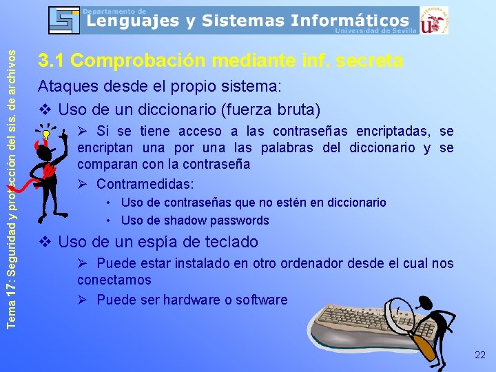 Tema 17: Seguridad y protección del sis. de archivos 3. 1 Comprobación mediante inf.