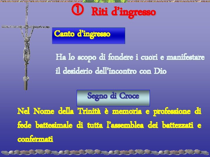  Riti d’ingresso Canto d’ingresso Ha lo scopo di fondere i cuori e manifestare