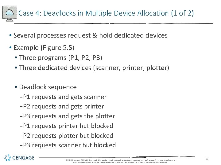 Case 4: Deadlocks in Multiple Device Allocation (1 of 2) • Several processes request