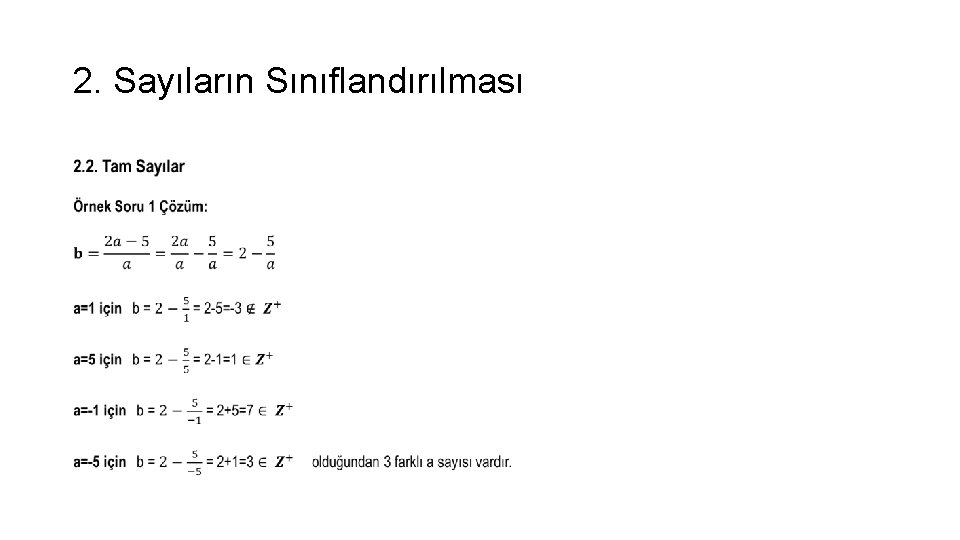 2. Sayıların Sınıflandırılması • 