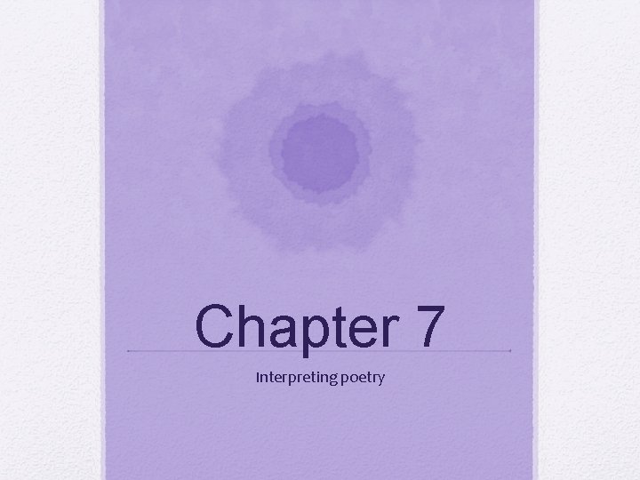 Chapter 7 Interpreting poetry 