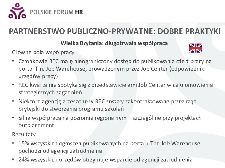 PARTNERSTWO PUBLICZNO-PRYWATNE: DOBRE PRAKTYKI Wielka Brytania: długotrwała współpraca Główne pola współpracy • Członkowie REC