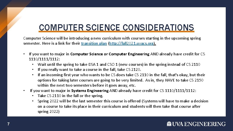 COMPUTER SCIENCE CONSIDERATIONS Computer Science will be introducing a new curriculum with courses starting COMPUTER SCIENCE CONSIDERATIONS Computer Science will be introducing a new curriculum with courses starting