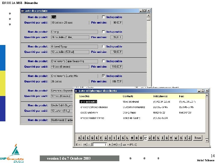 ENSGI 2 A MSI - Démarche version 1 du 7 Octobre 2003 14 Michel