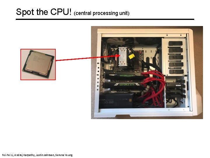 Spot the CPU! (central processing unit) Fei-Fei Li & Justin Johnson & Serena Yeung