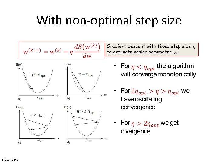 With non-optimal step size Bhiksha Raj 