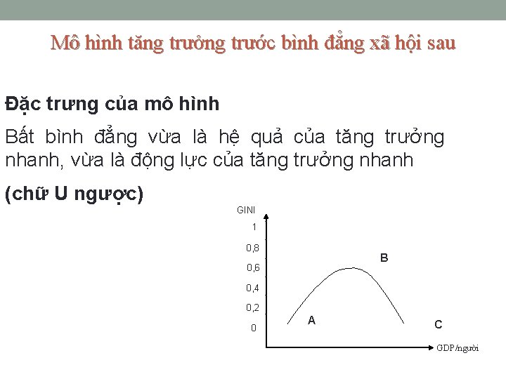 Mô hình tăng trưởng trước bình đẳng xã hội sau Đặc trưng của mô