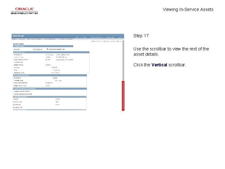 Viewing In-Service Assets Step 17 Use the scrollbar to view the rest of the