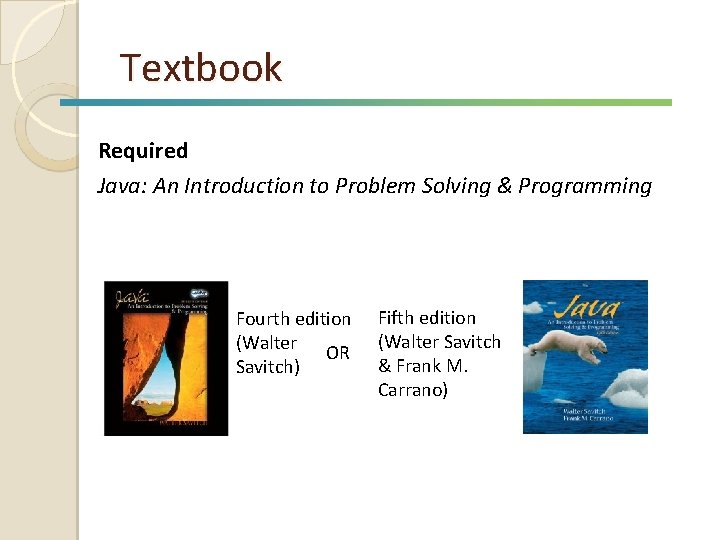 Textbook Required Java: An Introduction to Problem Solving & Programming Fourth edition (Walter OR