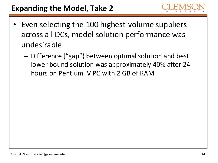 Expanding the Model, Take 2 • Even selecting the 100 highest-volume suppliers across all