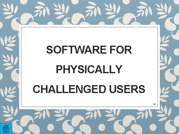 SOFTWARE FOR PHYSICALLY CHALLENGED USERS 25 